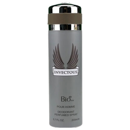 اسپری مردانه بیو استار مدل Invictus با رایحه‌ای خنک و تند و ترکیبی از نت‌های آبزی و چوبی. عطری پرانرژی و اسپرت، مناسب فصول گرم و استفاده روزانه.